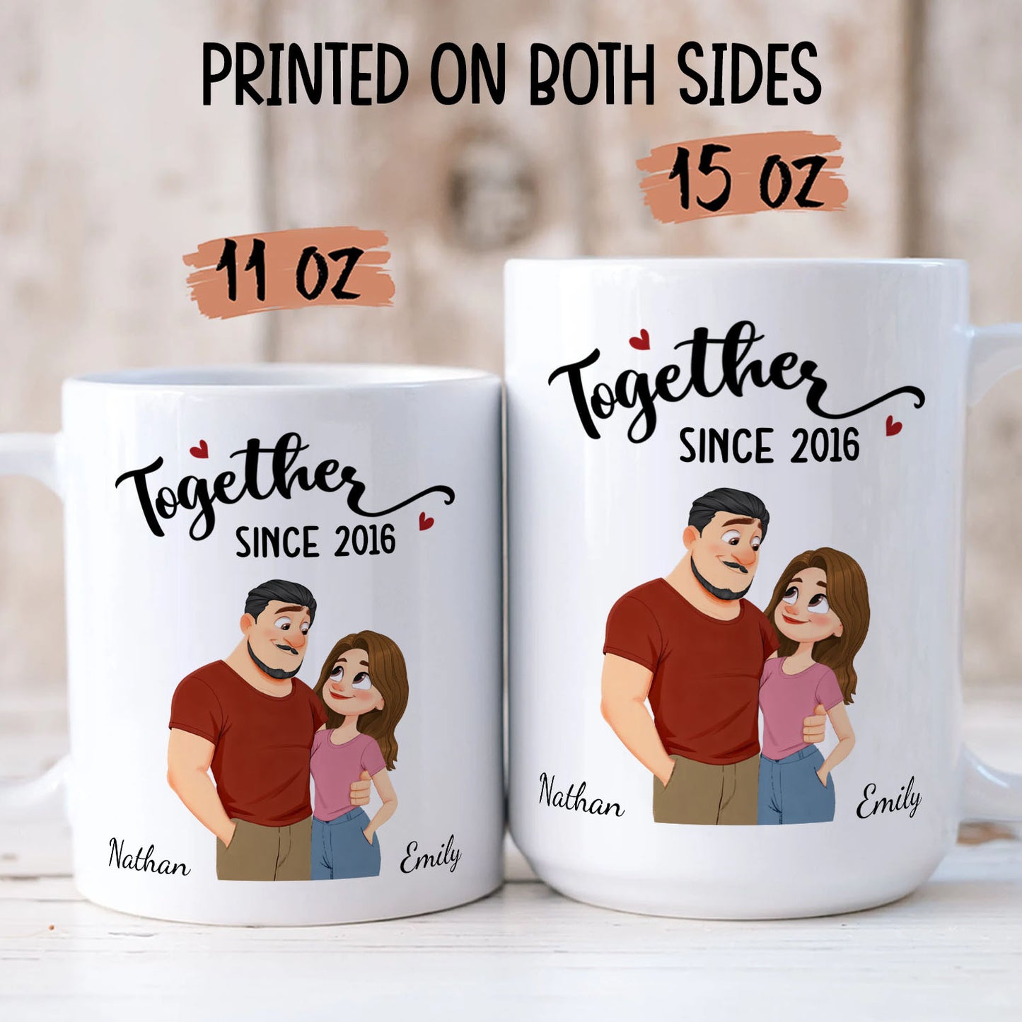 PST169 Together Forever - Personalized White Mug Accent Mug