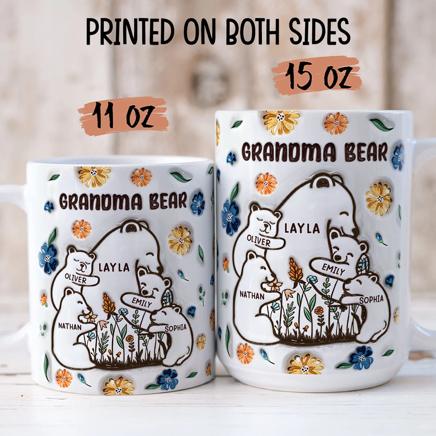 PST198 Mama Bear Grandma Bear - Personalized White Mug Accent Mug