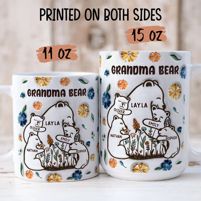 PST198 Mama Bear Grandma Bear - Personalized White Mug Accent Mug