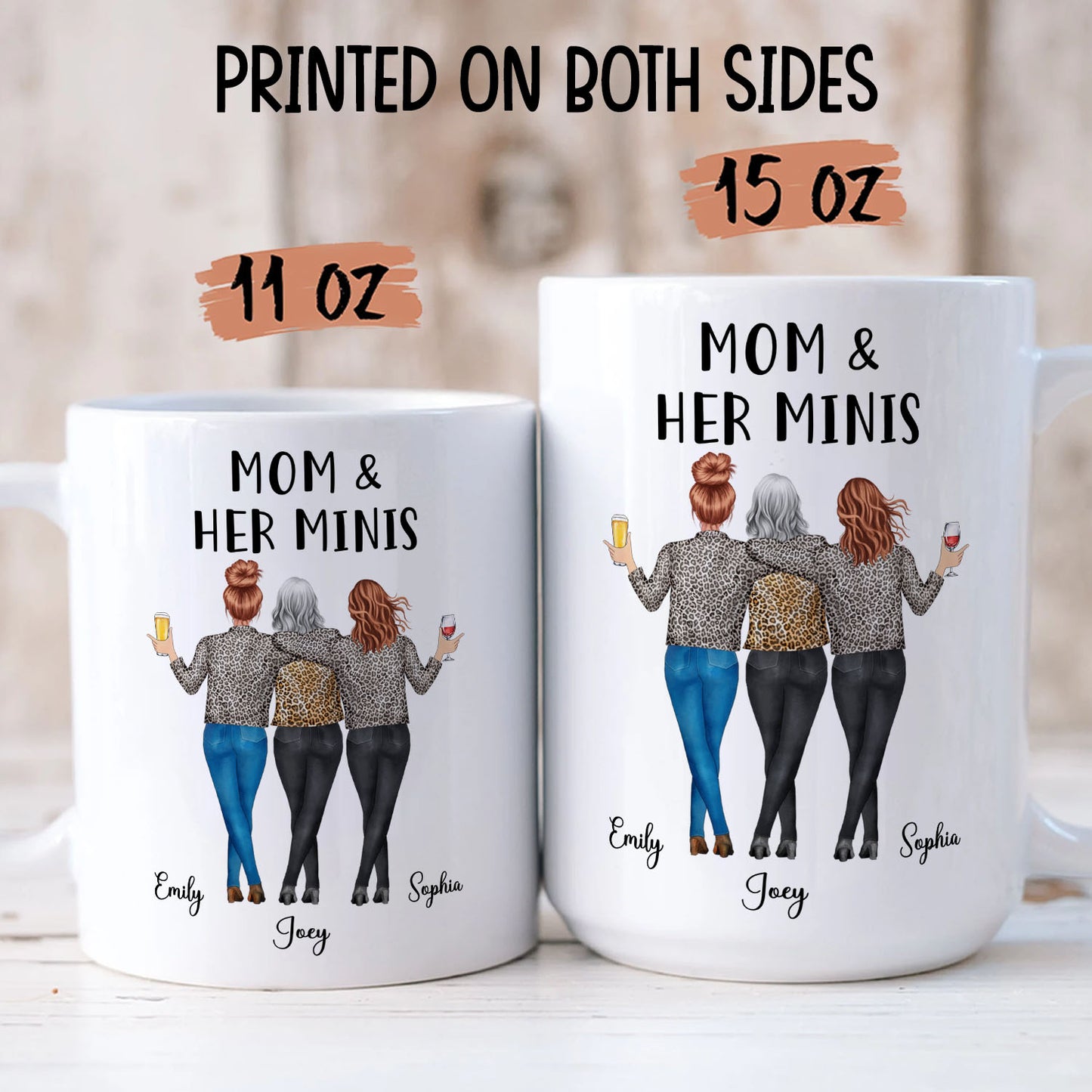 PST146 Mom & Her Mini - Personalized White Mug Accent Mug