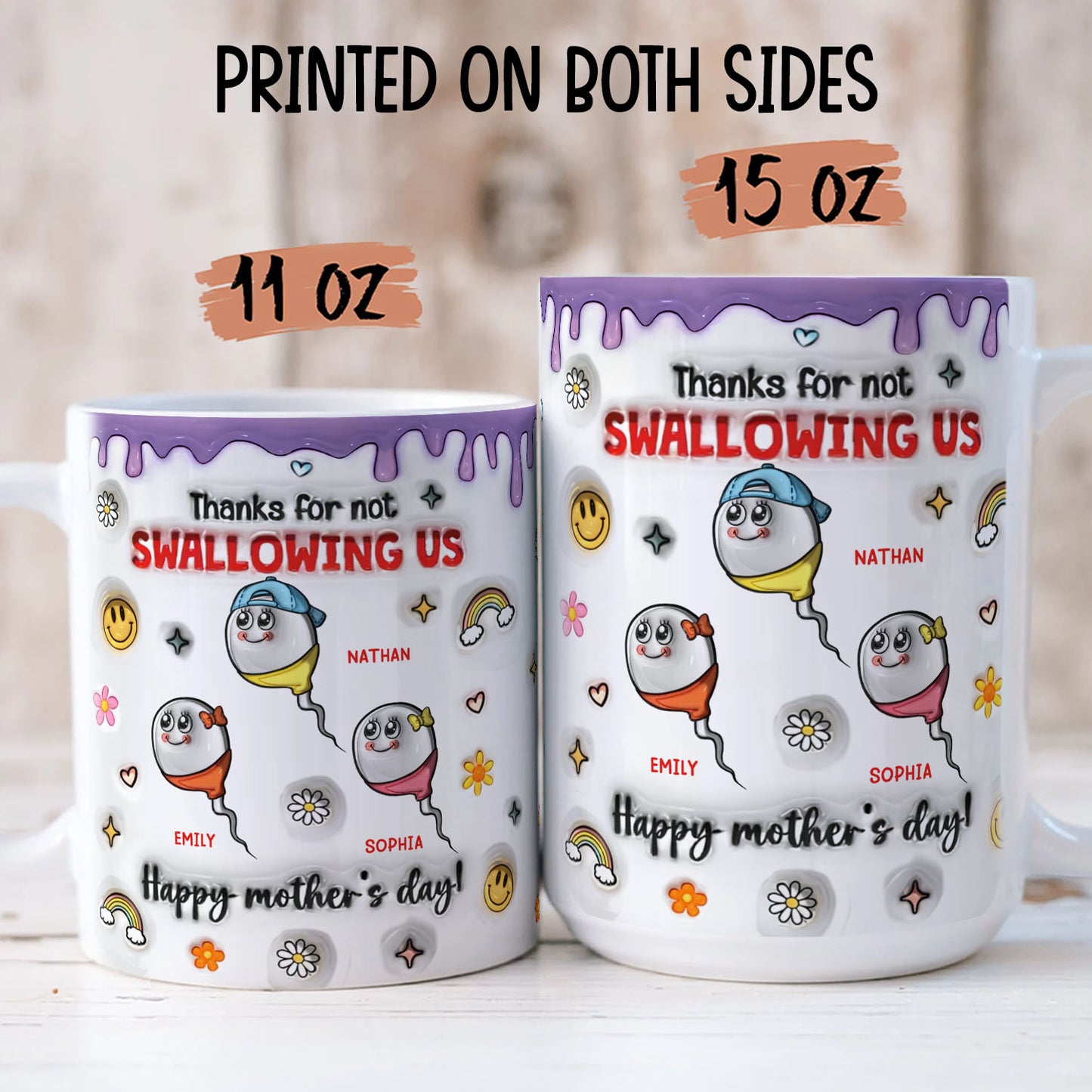 PST189 Thanks For Not Swallowing Me Happy Mother's Day - Personalized White Mug Accent Mug