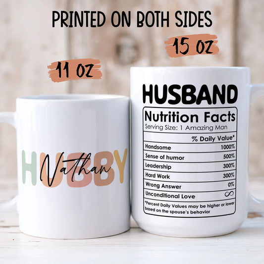 PST217 Husband Nutrition Facts - Personalized White Mug Accent Mug
