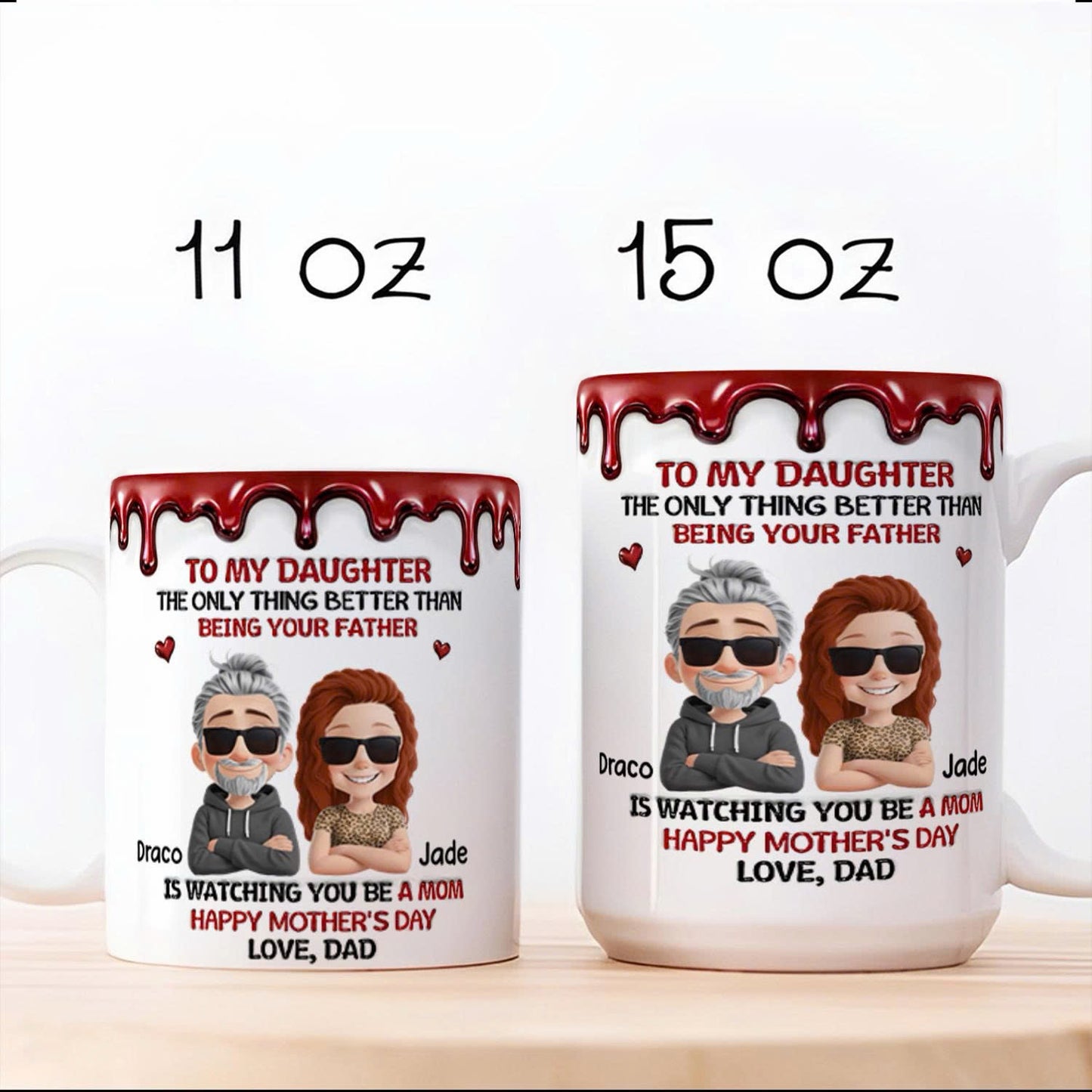 UPST09 Happy Mother's Day Dad & Daughter - Personalized White Mug Accent Mug