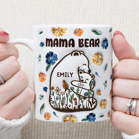 PST198 Mama Bear Grandma Bear - Personalized White Mug Accent Mug