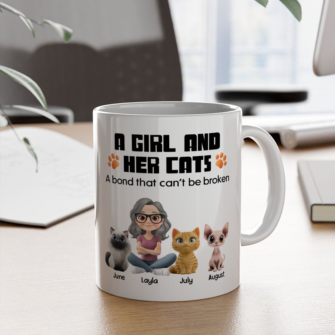 PSTM18 A Woman And Her Cat - White Mug Accent Mug