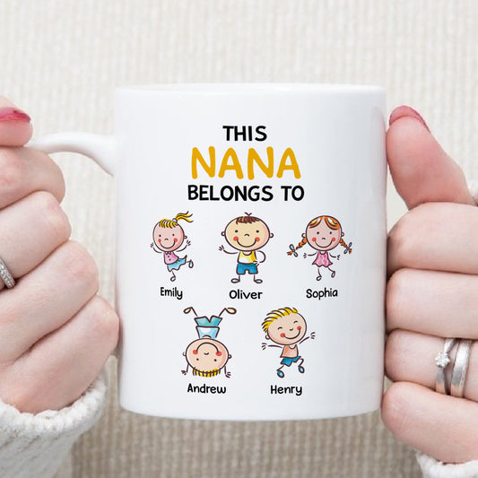 PST142 This Mom Nana Belongs To - Personalized White Mug Accent Mug