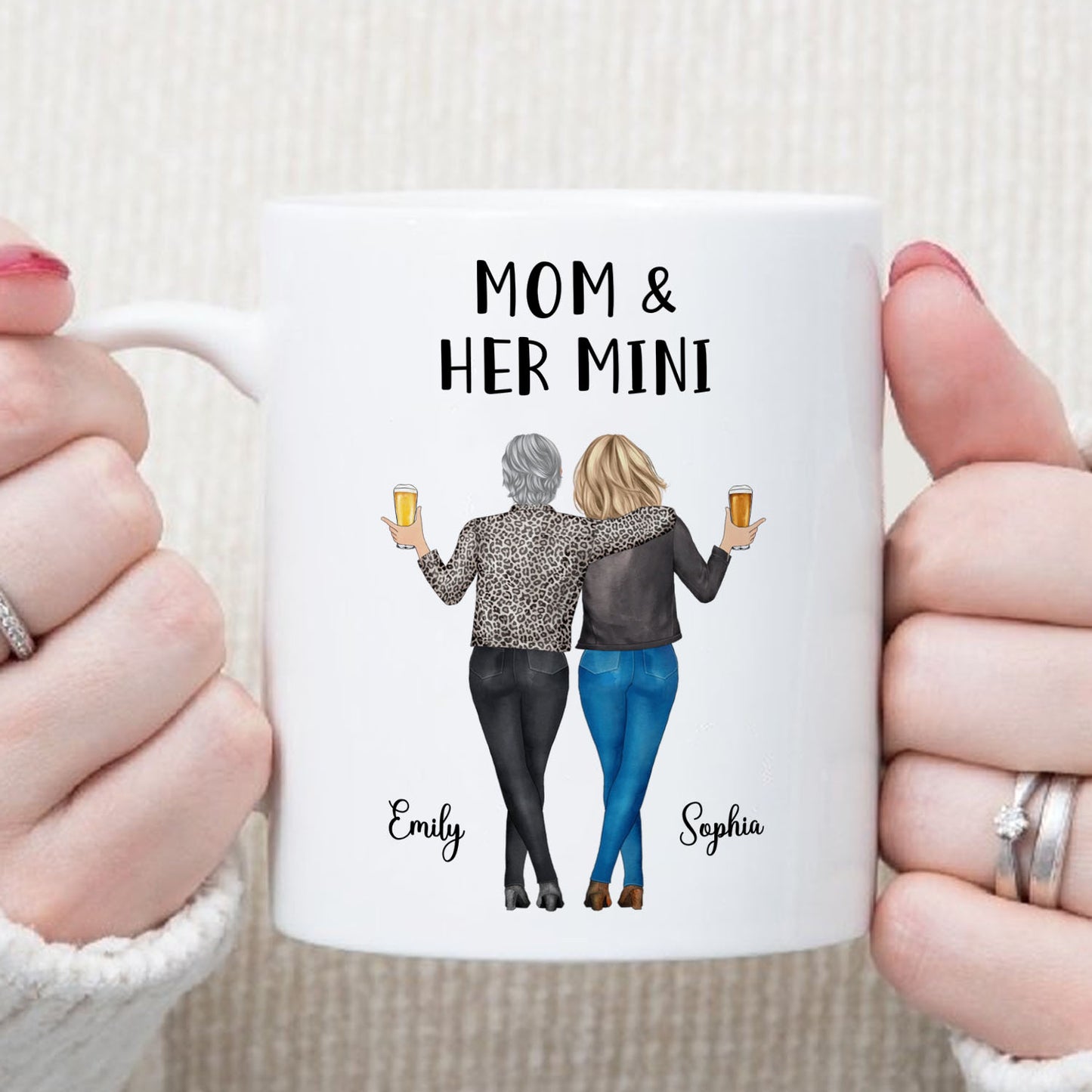 PST146 Mom & Her Mini - Personalized White Mug Accent Mug