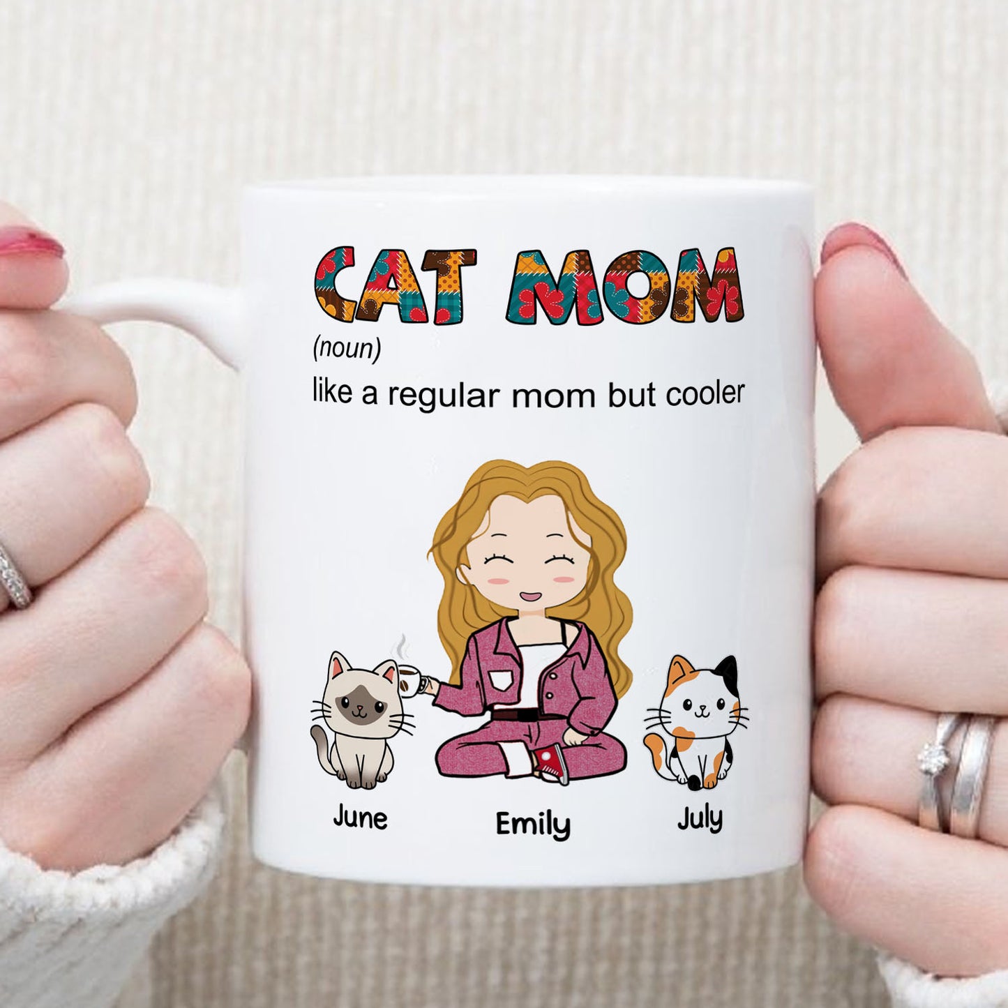 PST108 Cat Mom Definition - White Mug Accent Mug