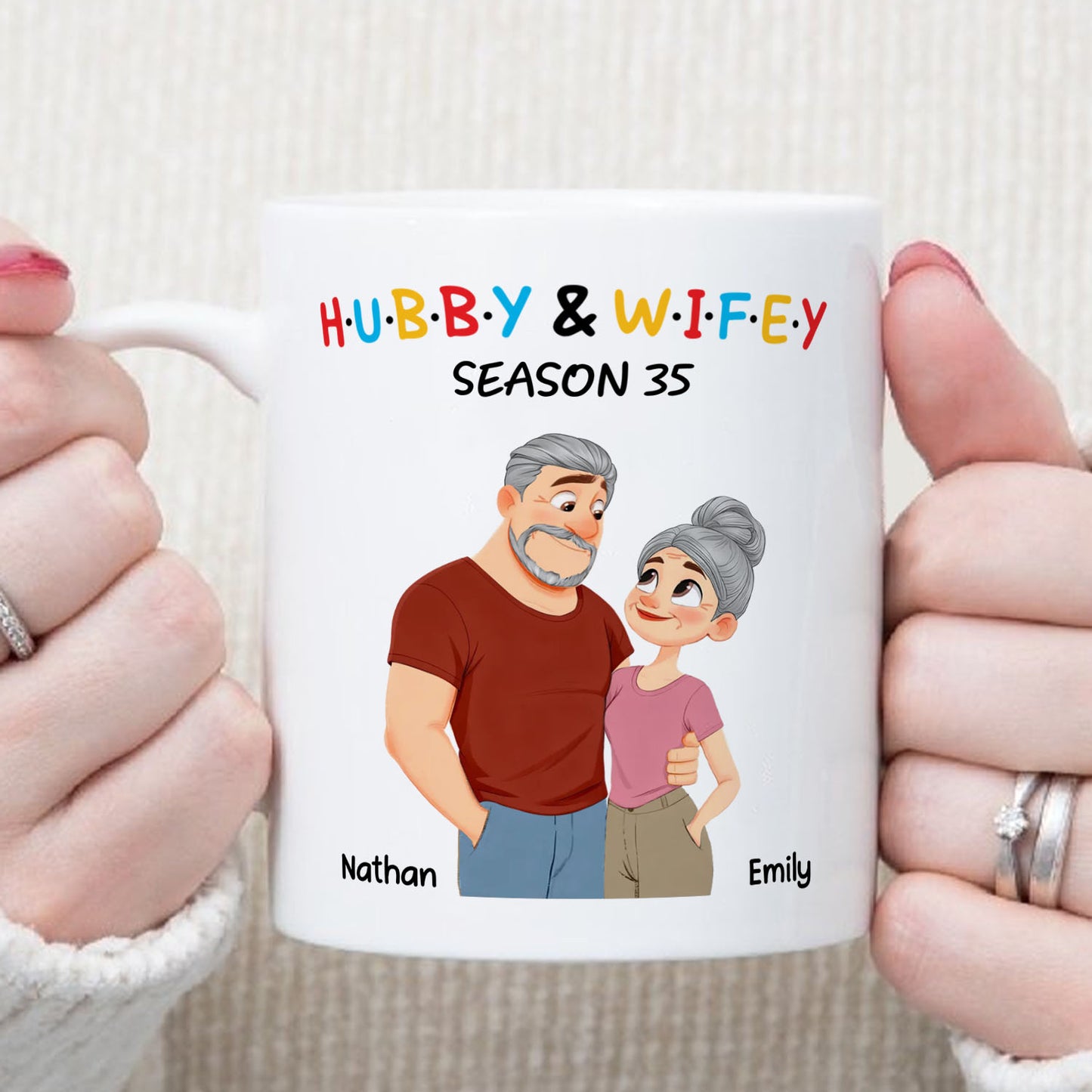 PST181 Hubby and Wifey - White Mug Accent Mug