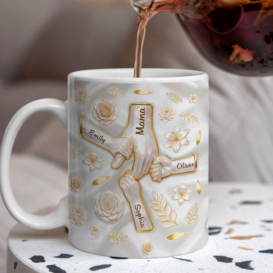 PST201 Hold My Hand 3D Inflated Effect Printed - Personalized White Mug Accent Mug