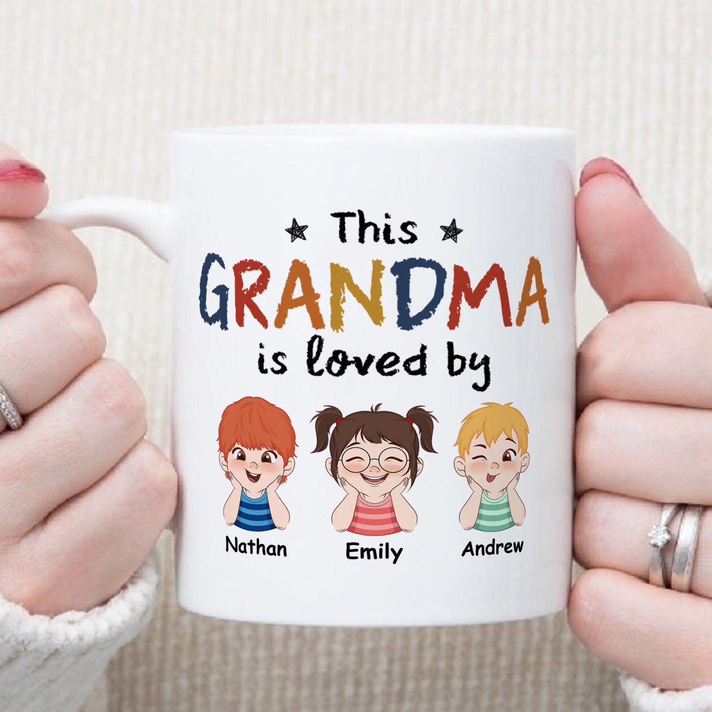 PST195 This Grandma Mommy Is Loved By - Personalized White Mug Accent Mug