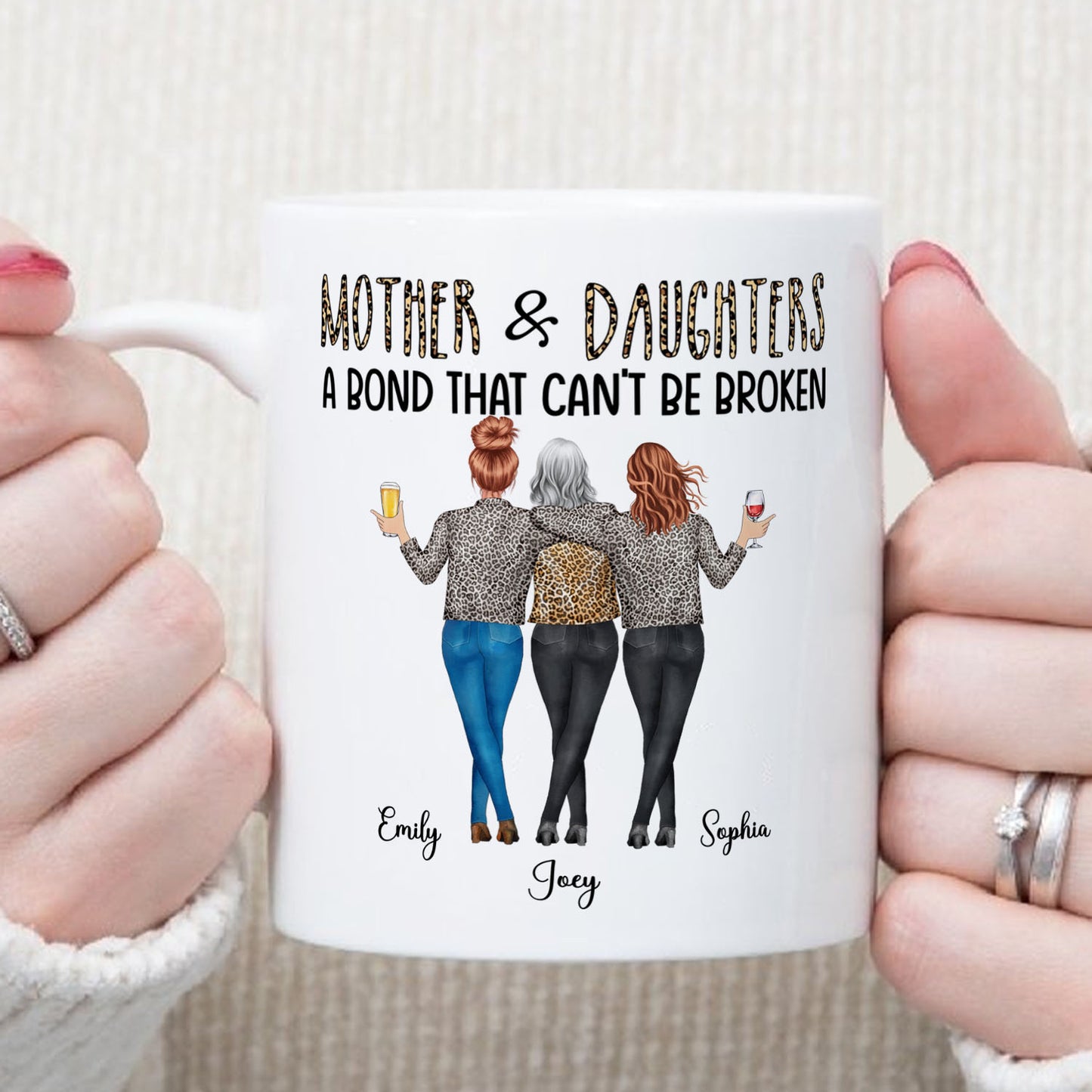 PST192 Mother & Daughters A Bond That Can't Be Broken - Personalized White Mug Accent Mug