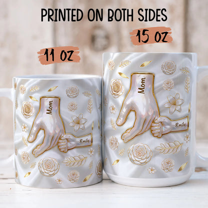 PST201 Hold My Hand 3D Inflated Effect Printed - Personalized White Mug Accent Mug