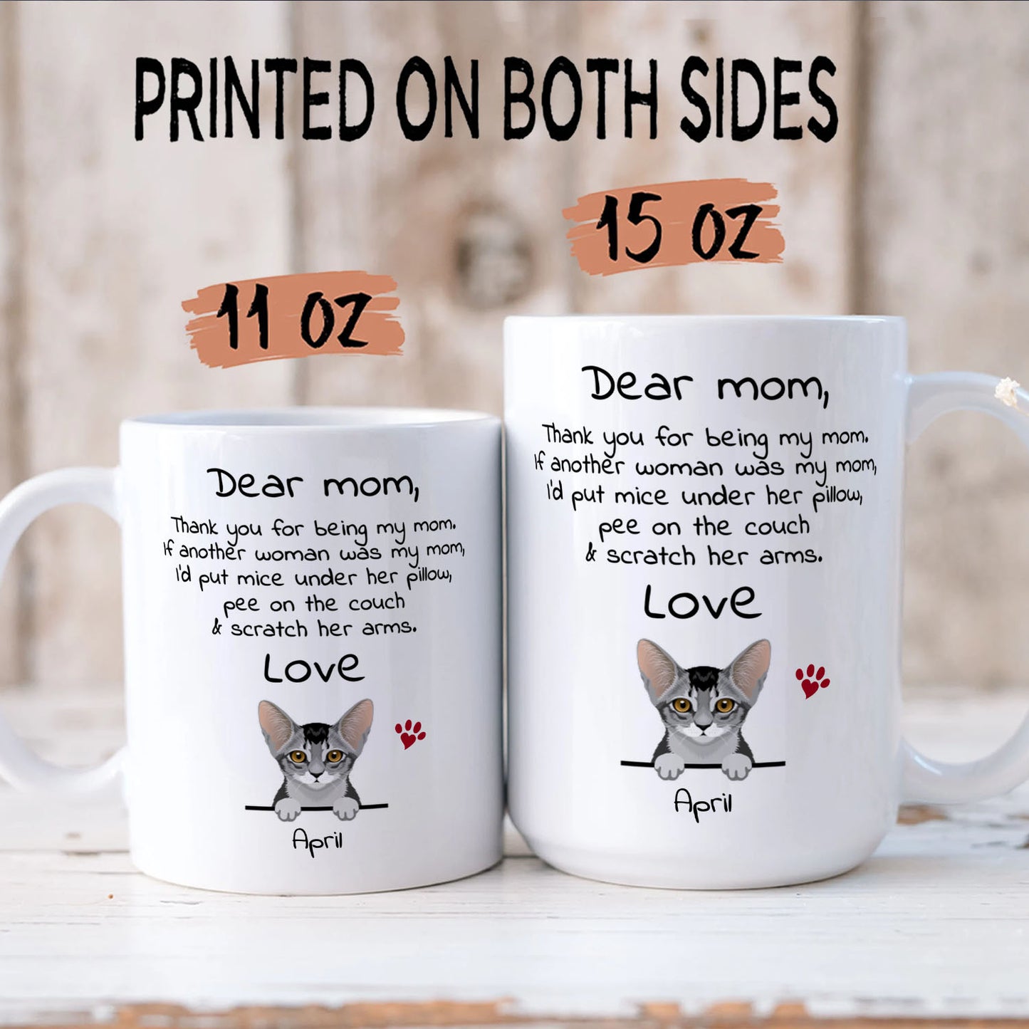 PST93 Dear Cat Dad Cat Mom Cat Parent - White Mug Accent Mug