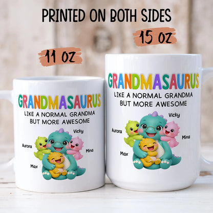 UPST08 Grandmasaurus Like Normal Grandma But More Awesome - Personalized White Mug Accent Mug