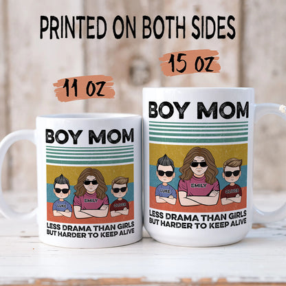 PST154 Boy Mom Less Drama Than Girls But Harder To Keep Alive  - Personalized White Mug Accent Mug