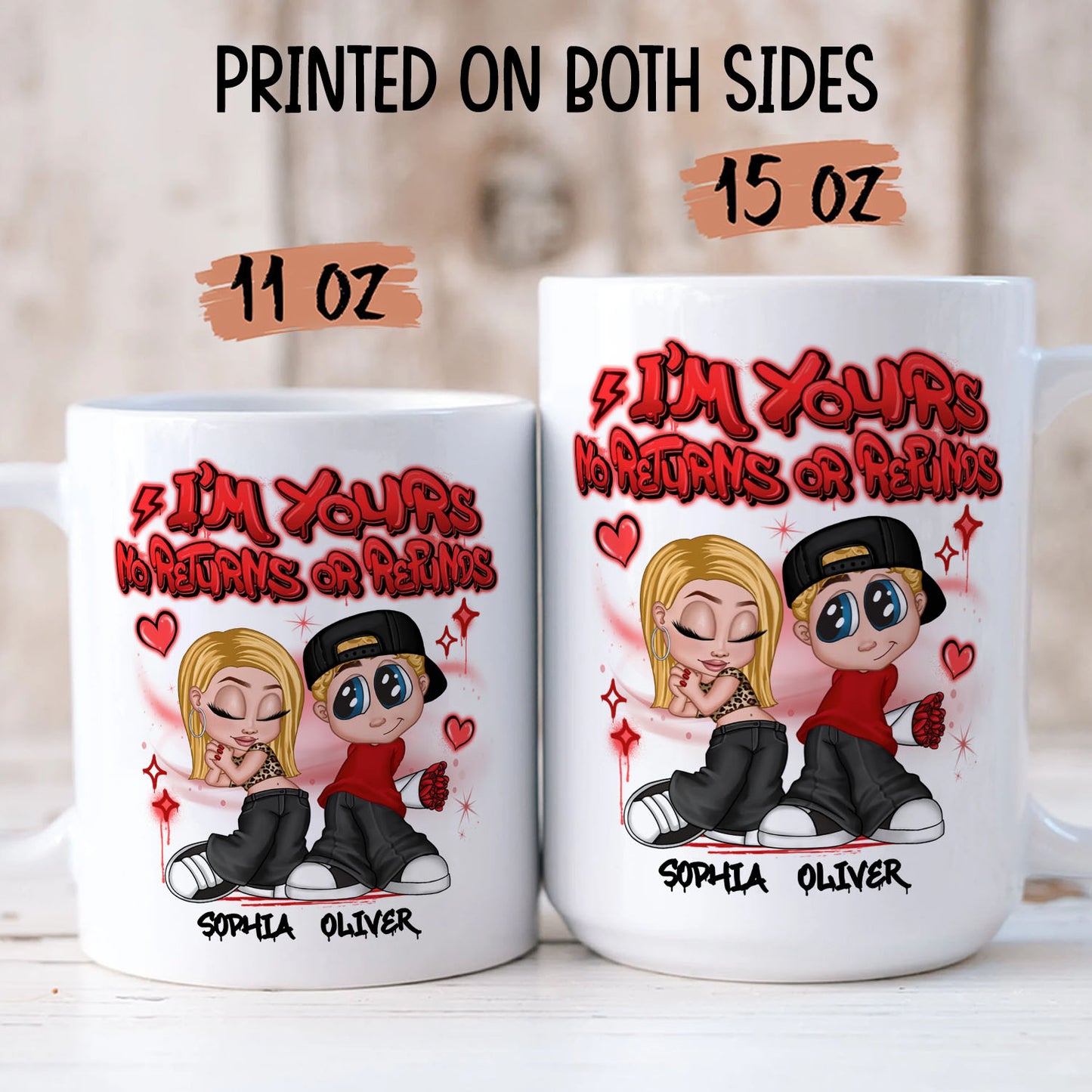 PST182 Y2K Couple Graffiti Style - Personalized White Mug Accent Mug