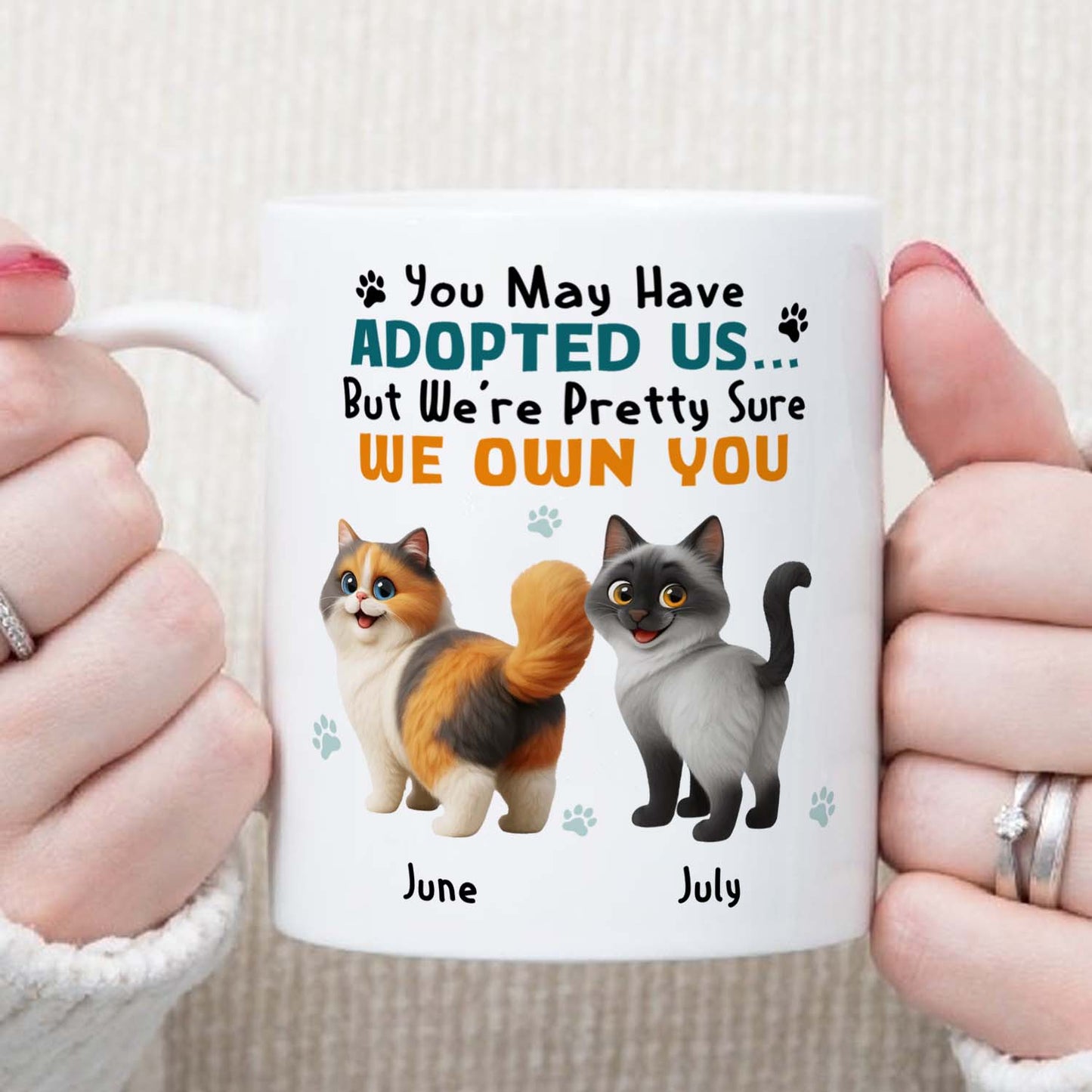PSTM11 You May Have Adopted Me But I Own You Cat Lover - White Mug Accent Mug