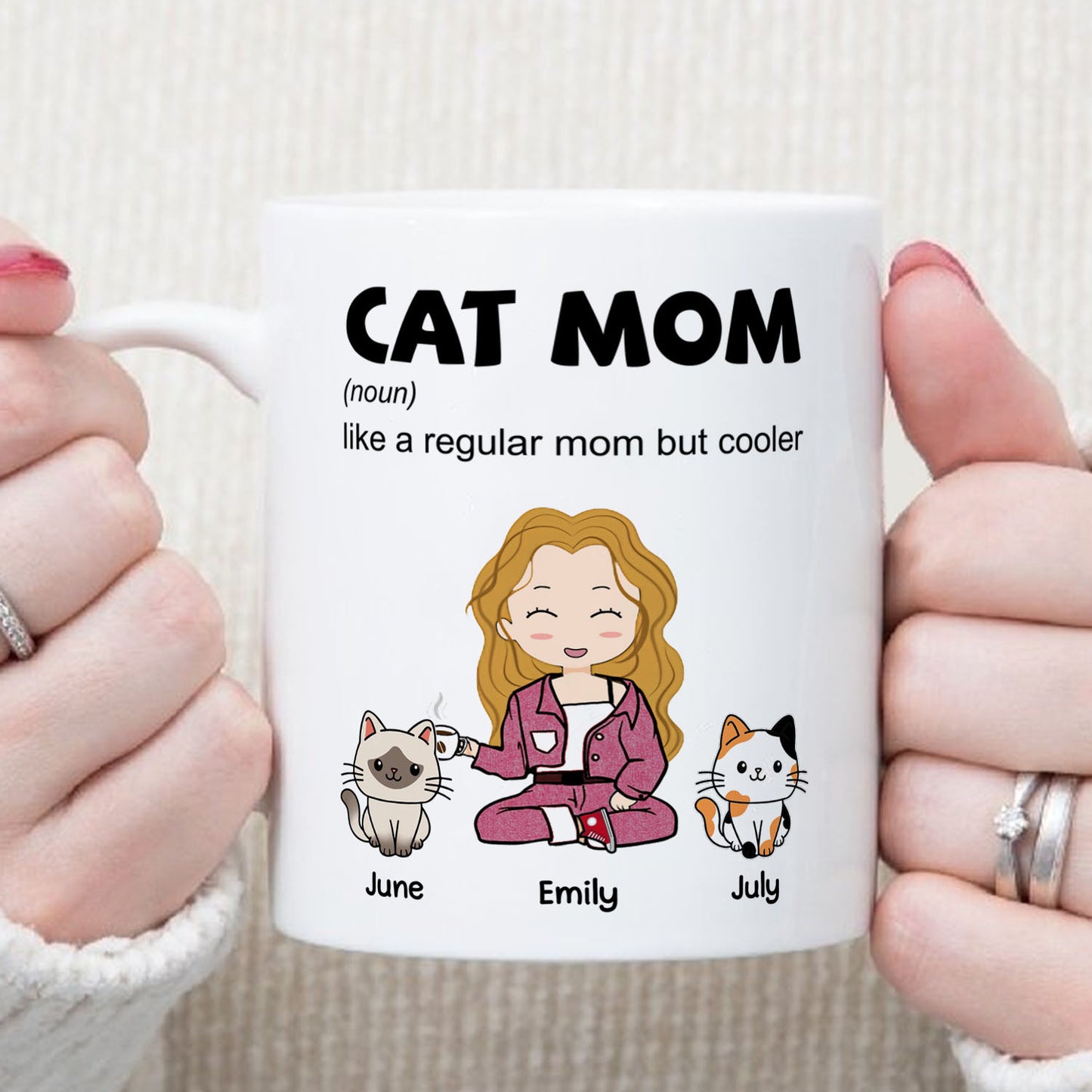 PST108 Cat Mom Definition - White Mug Accent Mug
