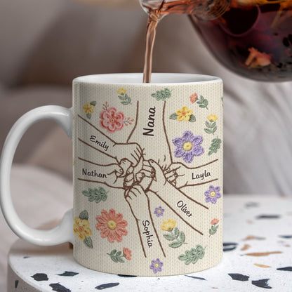 PST204 Hold My Hand Faux Embroidery Effect - Personalized White Mug Accent Mug