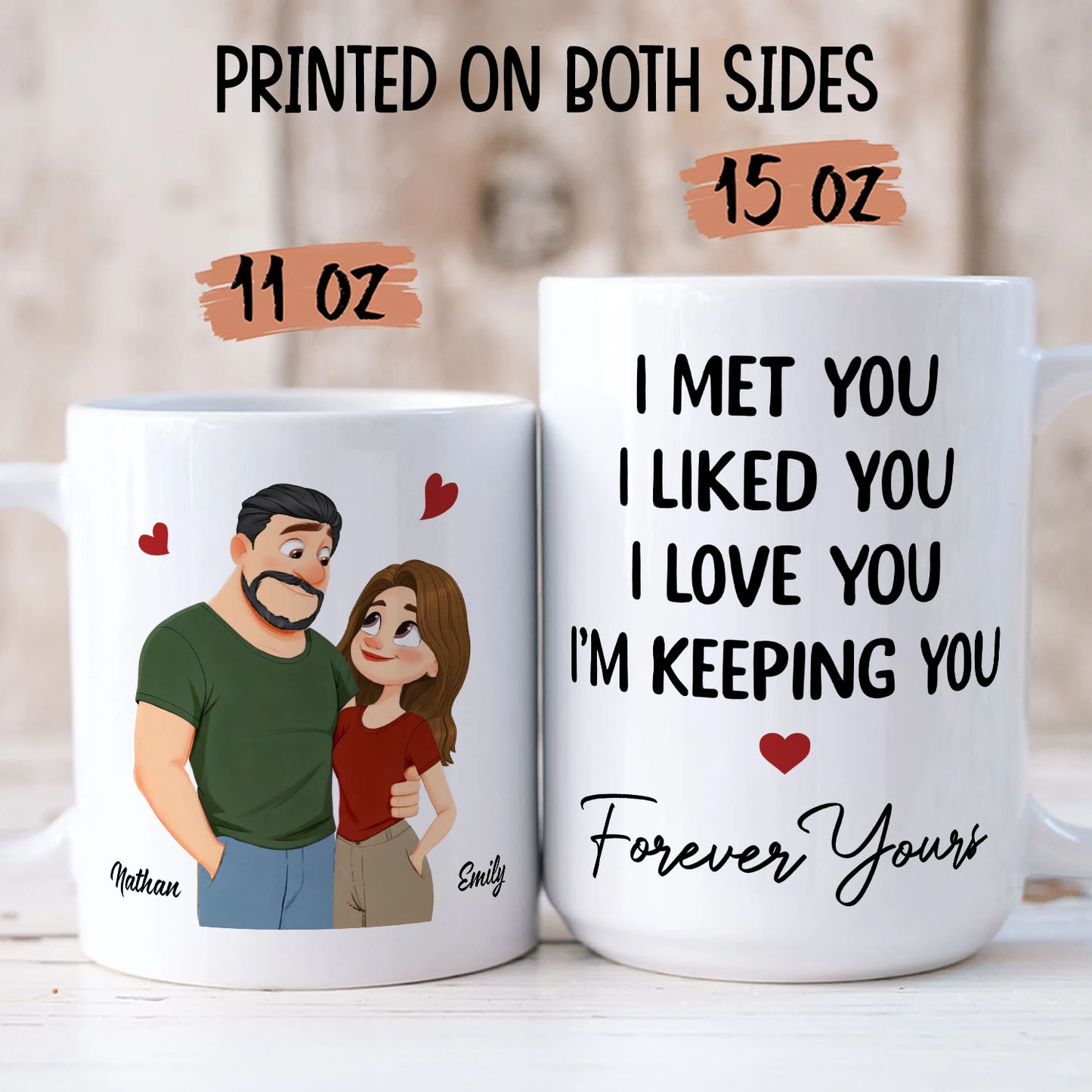 PST183 I Met You I Liked You I Love You - Personalized White Mug Accent Mug