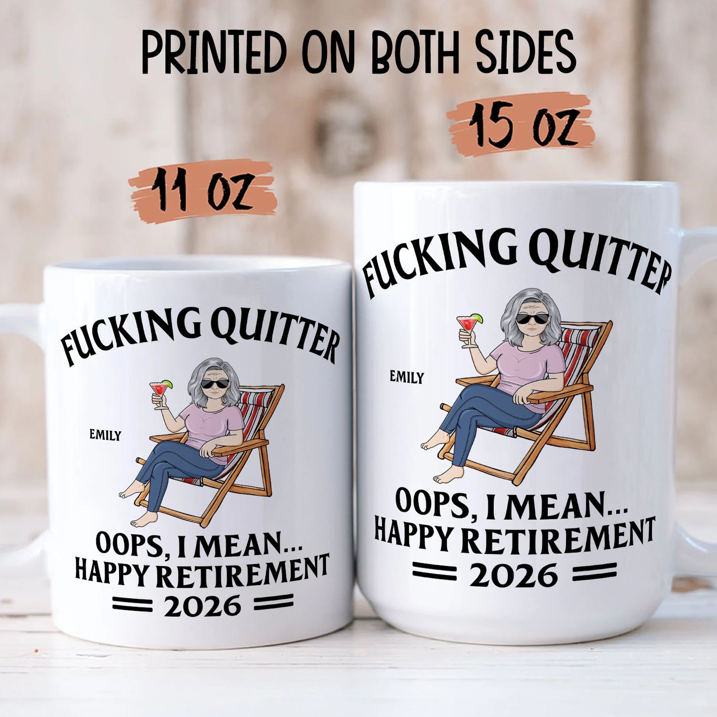 PST174 Oops I Mean Happy Retirement - Personalized White Mug Accent Mug