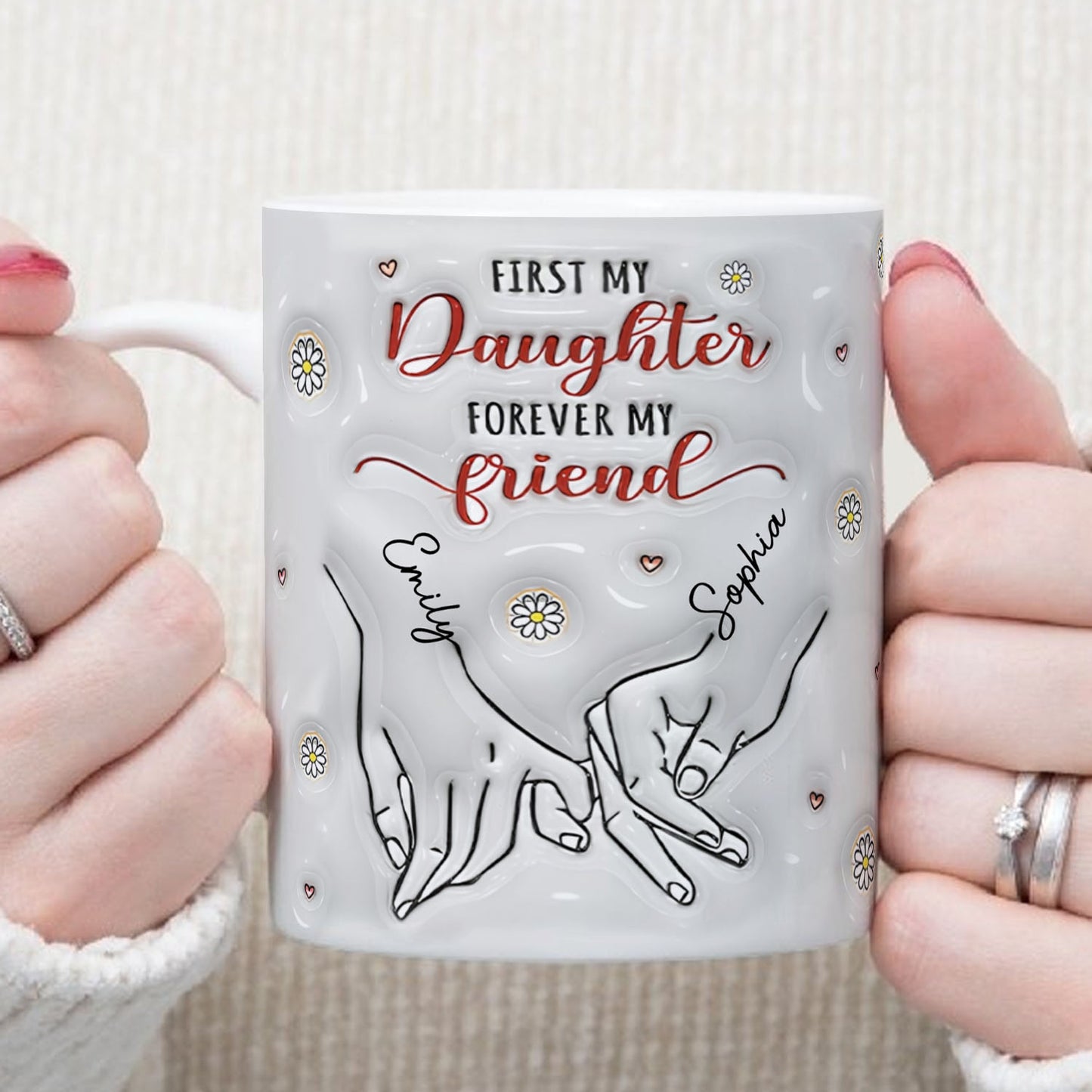 PST186 First My Daughter Forever My Friend - Personalized White Mug Accent Mug