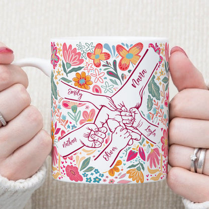 PST203 Happy Mother's Day Kids Holding Hand - Personalized White Mug Accent Mug