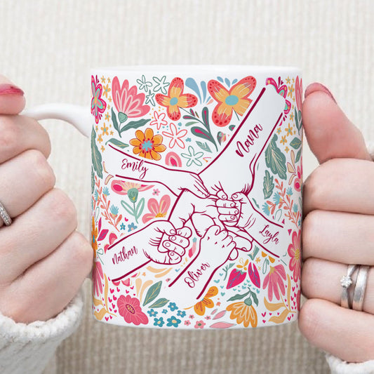 PST203 Happy Mother's Day Kids Holding Hand - Personalized White Mug Accent Mug