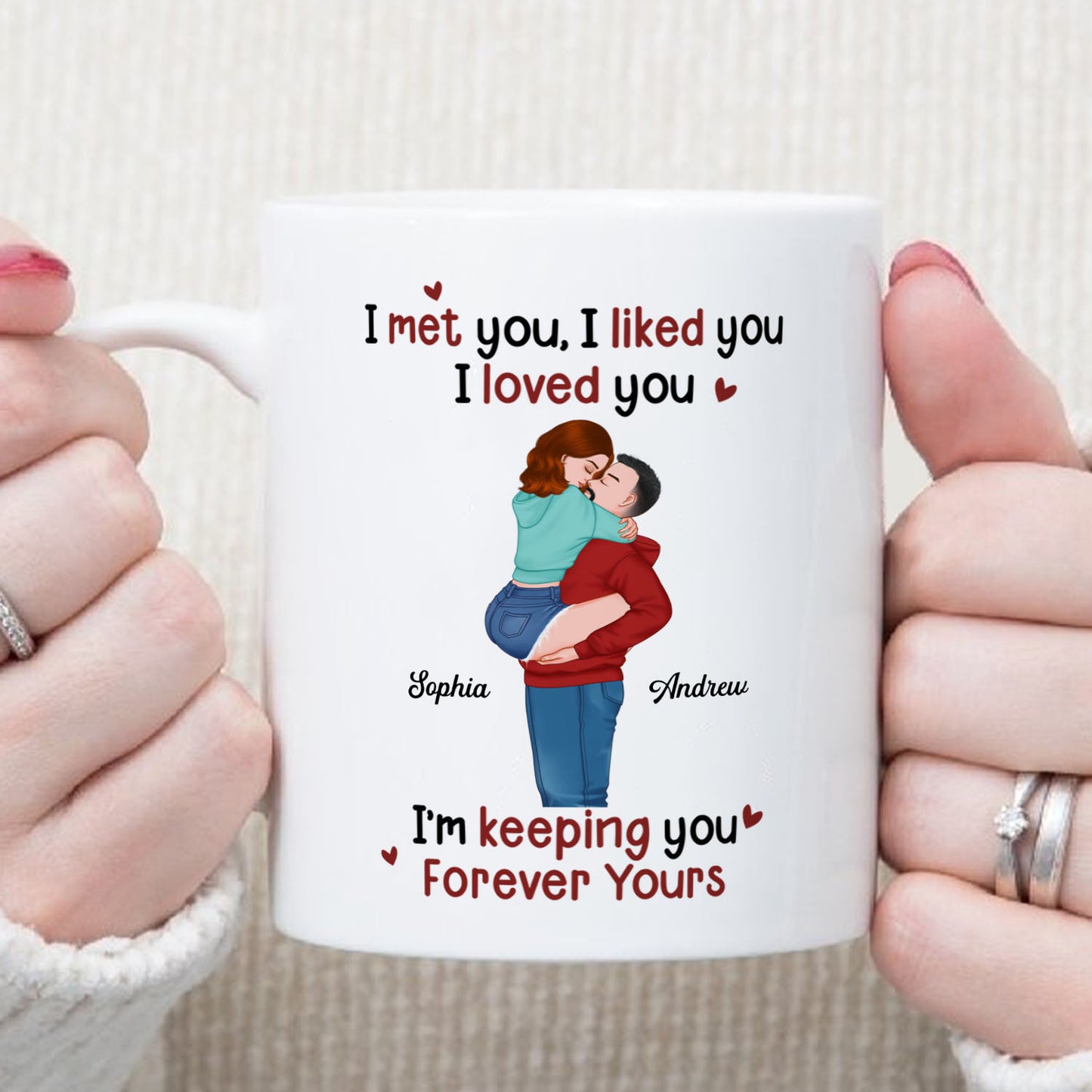PST168 I Met You I Liked You I Love You - Personalized White Mug Accent Mug
