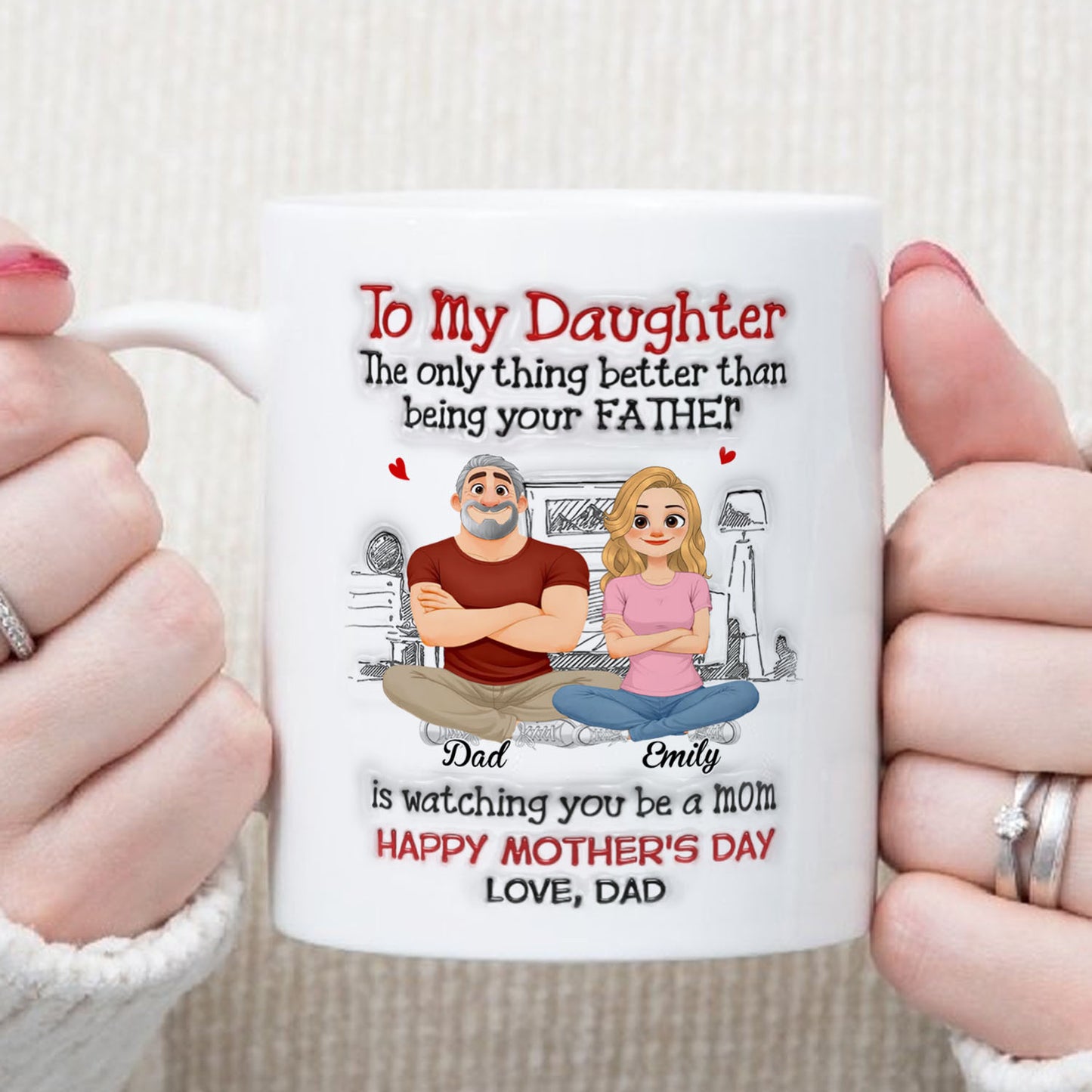 PST160 Watching You Be A Mom Happy Mother's Day - Personalized White Mug Accent Mug
