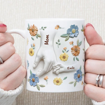 PST137 Hold My Hand 3D Inflated Effect Printed - Personalized White Mug Accent Mug