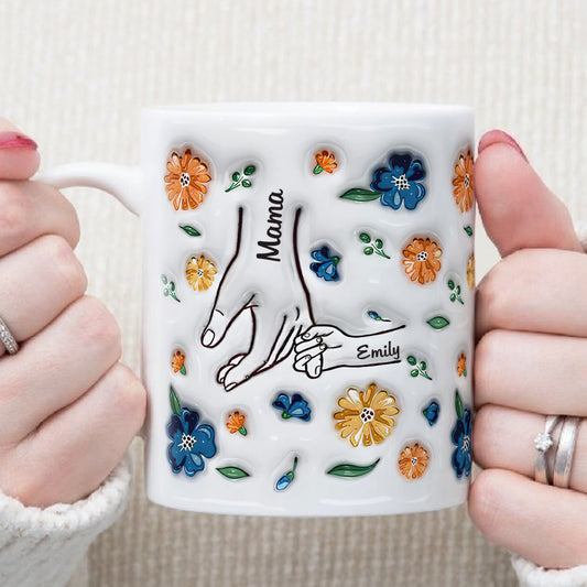 PST136 Hold My Hand 3D Inflated Effect Printed - Personalized White Mug Accent Mug