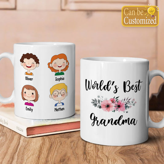 UPST03 World‘s Best Grandma - Personalized White Mug Accent Mug