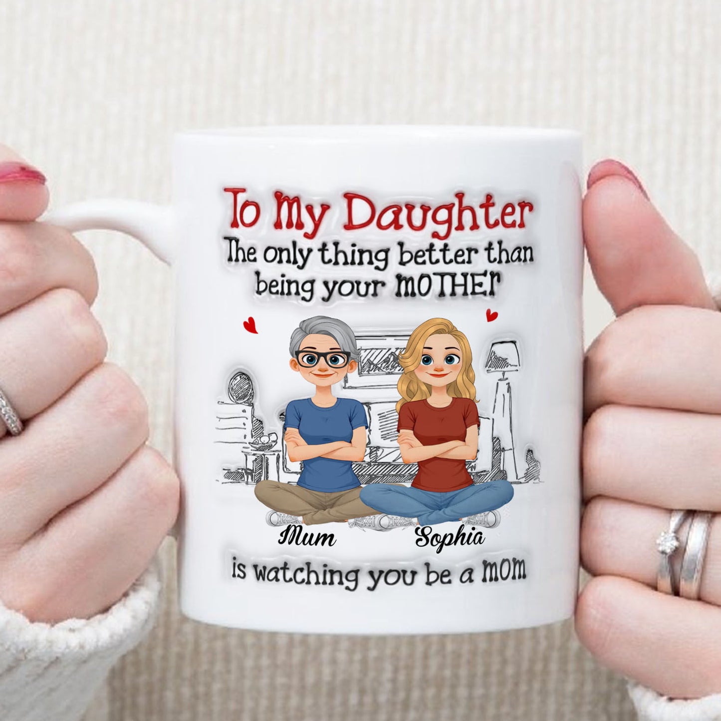 PST163 To My Daughter Being Your Mother - Personalized White Mug Accent Mug