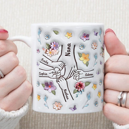 PST190 Hold My Hand 3D Inflated Effect Printed - Personalized White Mug Accent Mug