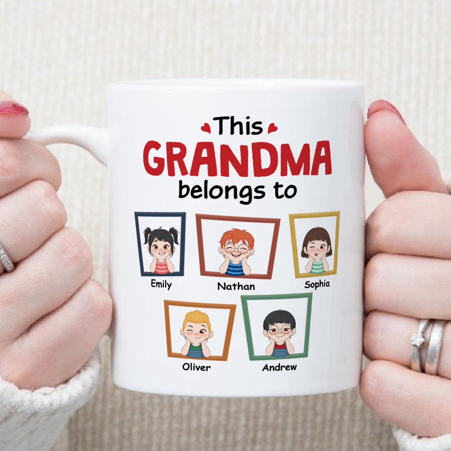 PST196 This Mommy Grandma Belongs To - Personalized White Mug Accent Mug