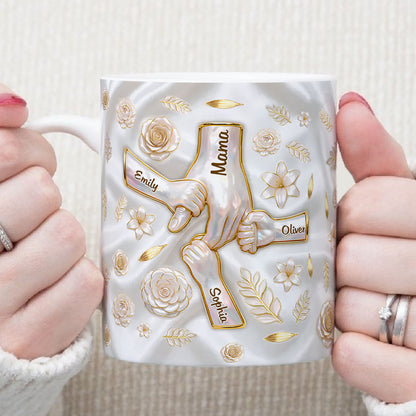 PST201 Hold My Hand 3D Inflated Effect Printed - Personalized White Mug Accent Mug
