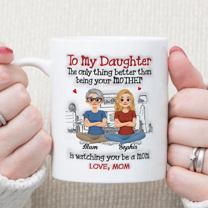 PST164 Watching You Be A Mom Love Mom  - Personalized White Mug Accent Mug
