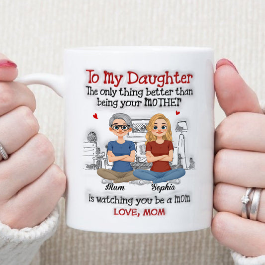 PST164 Watching You Be A Mom Love Mom  - Personalized White Mug Accent Mug