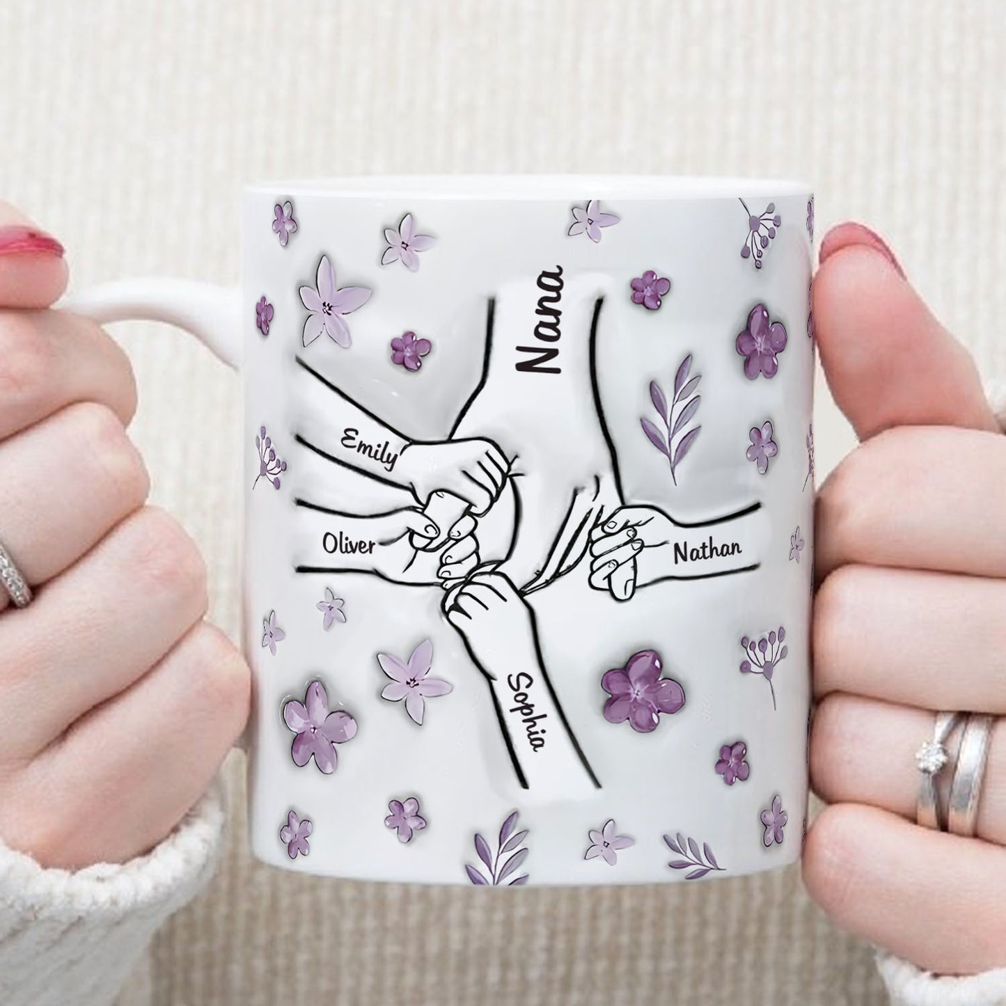 PST141 Hold My Hand 3D Inflated Effect Printed - Personalized White Mug Accent Mug