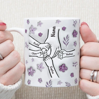 PST141 Hold My Hand 3D Inflated Effect Printed - Personalized White Mug Accent Mug