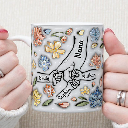 PST202 Hold My Hand 3D Inflated Effect Printed - Personalized White Mug Accent Mug