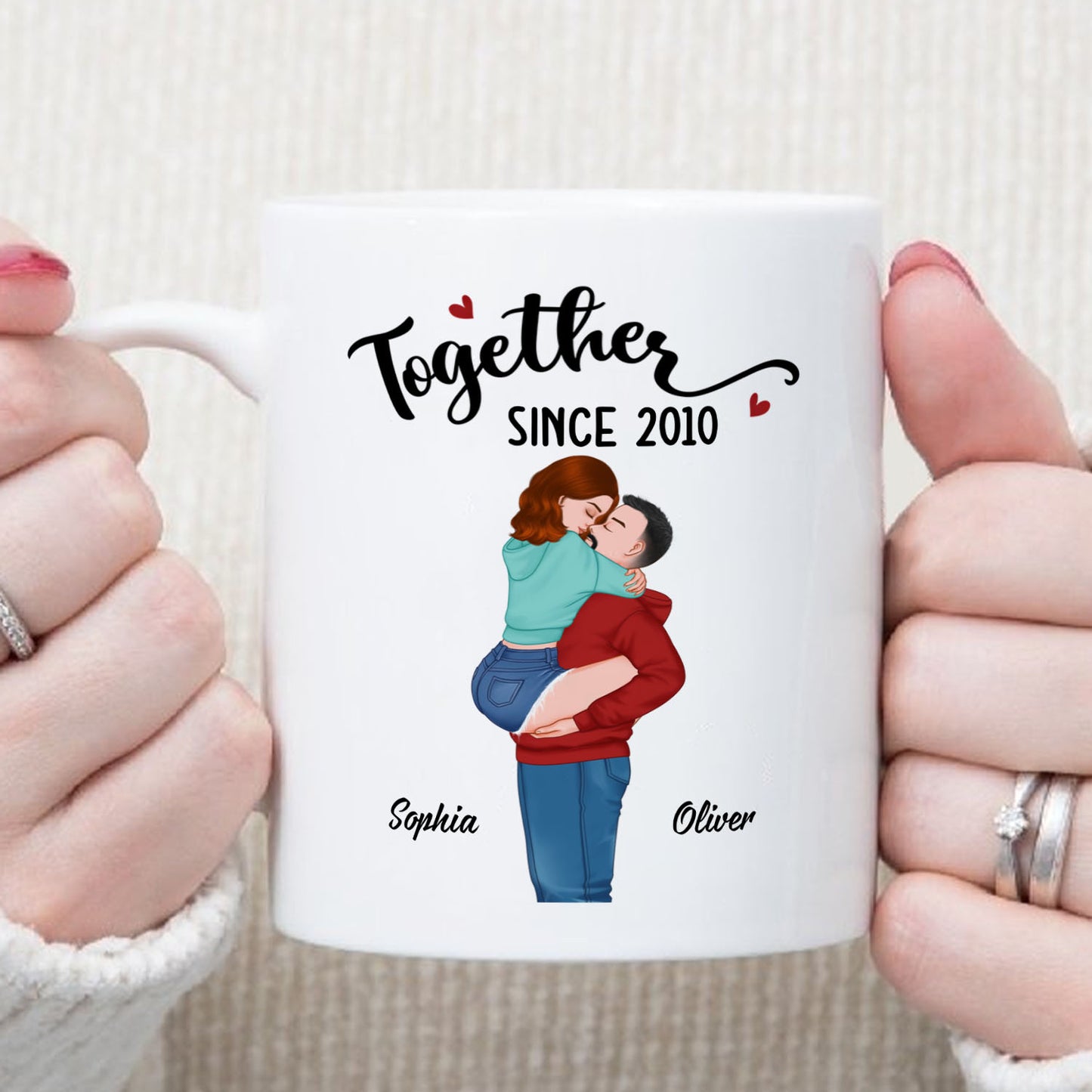 PST167 Together Forever - Personalized White Mug Accent Mug