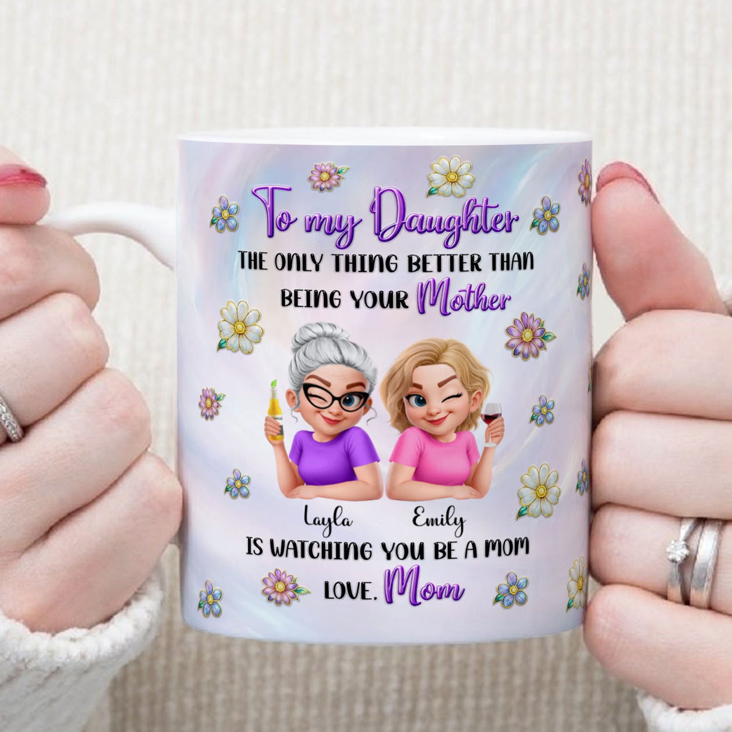 PST208 Happy Mother's Day Mom & Daughter - Personalized White Mug Accent Mug