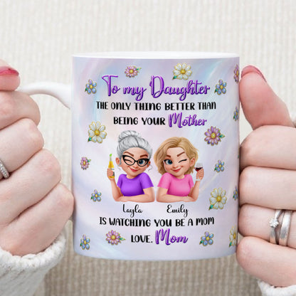 PST208 Happy Mother's Day Mom & Daughter - Personalized White Mug Accent Mug