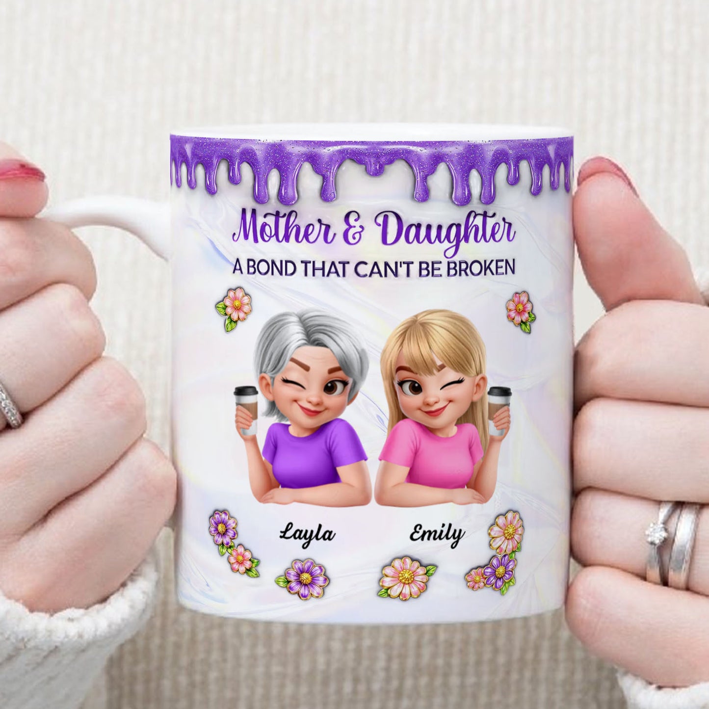 PST207 Mother & Daughter A Bond That Can't Be Broken - Personalized White Mug Accent Mug