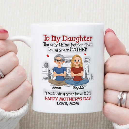 PST165 Watching You Be A Mom Happy Mother's Day - Personalized White Mug Accent Mug