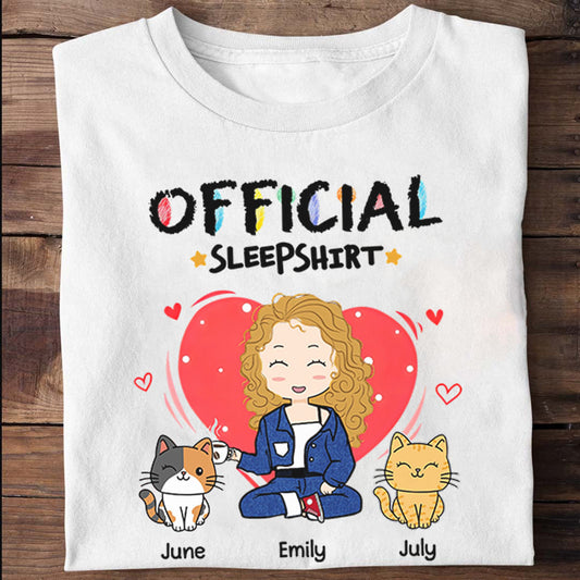 PST107 Sleep Shirt Cat Lover - Personalized Custom T-shirt Hoodie