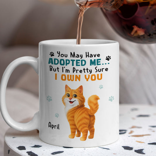 PSTM11 You May Have Adopted Me But I Own You Cat Lover - White Mug Accent Mug